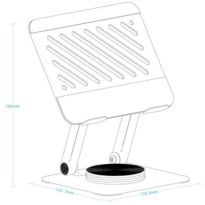 Tooq Soporte Plegable con Rotación 360° para Dispositivos de hasta 13 Pulgadas, Gris Oscuro
